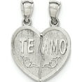 thumbnail image 1 of 925 Sterling Silver Polished Te Amo Break Apart Heart Pendant / Charm, 1 of 2