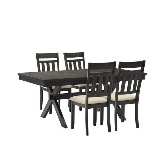 Crosley Furniture Hayden Wood 5 Piece Butterfly Leaf Trestle Dining Set in Slate