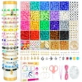 thumbnail image 1 of Dowsabel Kit De Fabricación De Pulseras Con Cuentas De Arcilla Para Principiantes, 5000 Piezas Heishi, Cuentas Planas De Arcilla Polimérica Preppy Con Dijes, Kit Para Hacer Joyas, Manualidades Y Regal, 1 of 6