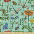 thumbnail image 2 of Ambesonne Botanical Fabric by the Yard Upholstery, Dragonflies Butterflies, 2 Yards, Multicolor, 2 of 5