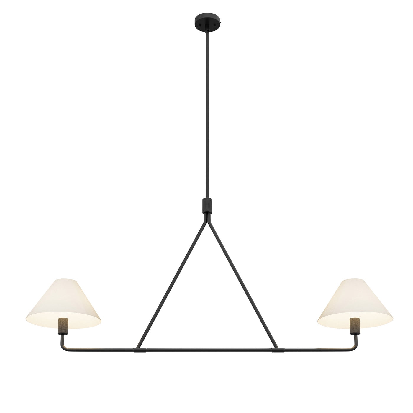 Aiwen Black Pendant Light Modern Linear Chandelier 2-Light Kitchen Island Lighting Fixture with Fabric Shade