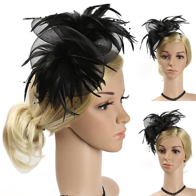 Coofit Fascinator Hat Multipurpose Fashion Faux Feather Derby Headband Tea Party Hat
