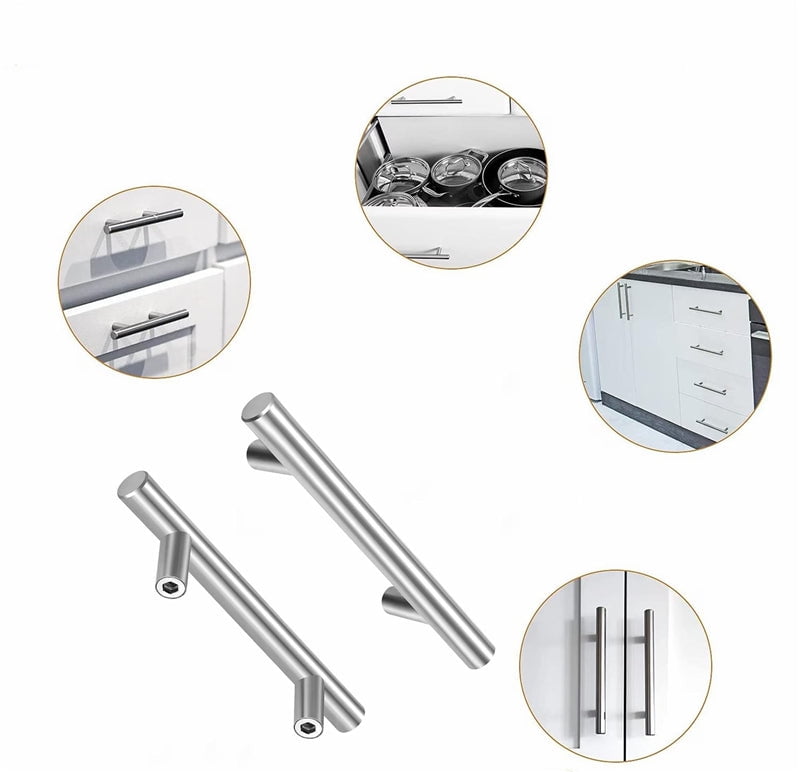 Fitviso 10 pack 2.75"(70mm) Center to Center Euro Bar Brushed Nickel Cabinet Handle