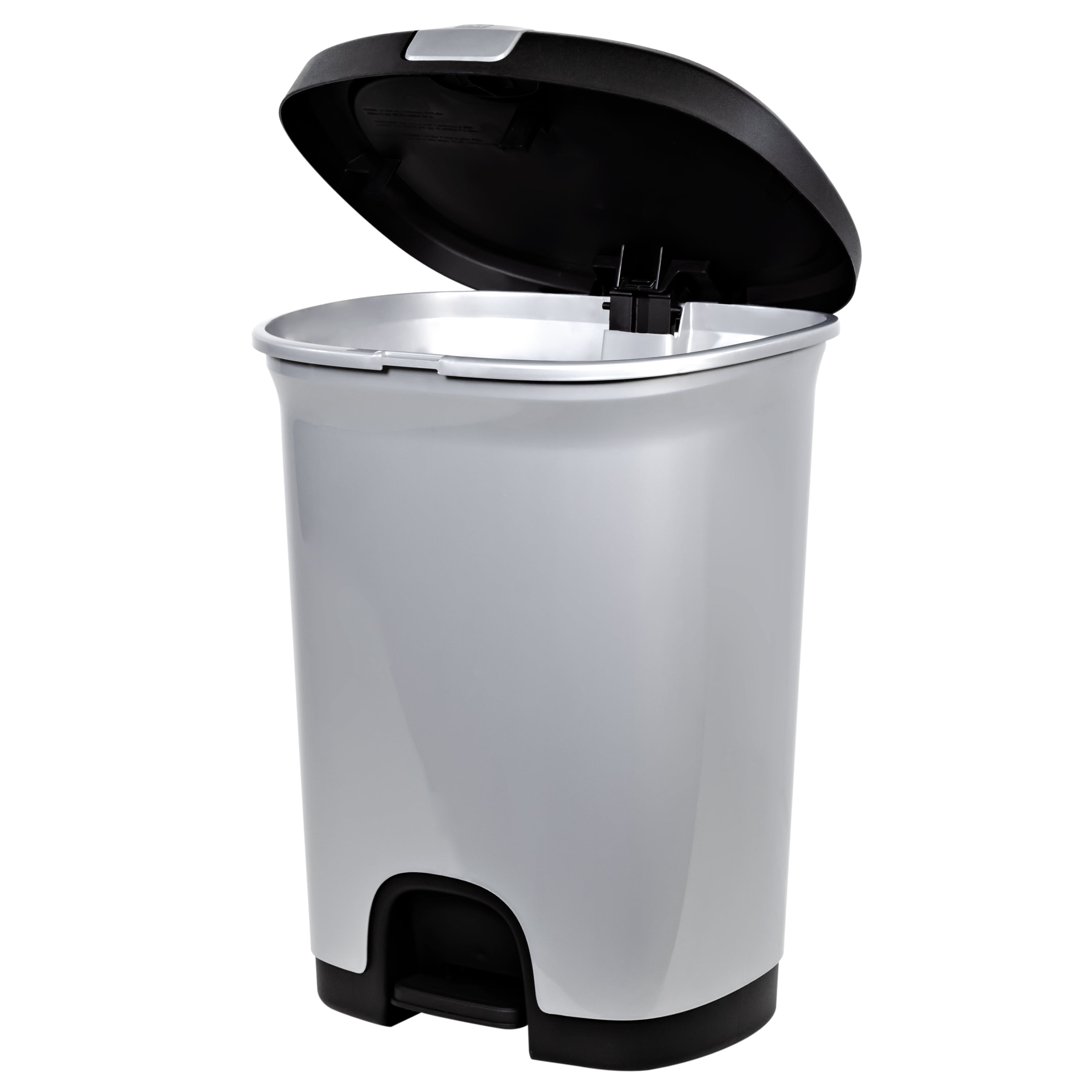 Hefty 7.7 Gallon Trash Can, Plastic Hinged Locking Lid Kitchen Trash Can,  Black 