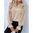 thumbnail image 4 of Women'S Long Sleeve Tops Dressy Casual V Neck Ruffle Tunic Chiffon Blouse Fall Trendy Work Shirts  XL, 4 of 8