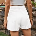 thumbnail image 4 of Nestiefly Womens Jean Shorts High Waisted Denim Shorts Stretchy Rolled Folded Hem Summer Casual Jorts with Pockets White M, 4 of 6