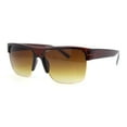thumbnail image 2 of Mens Half Rim Flat Top Rectangle Horn Rim Hipster Sunglasses All Brown, 2 of 4