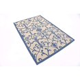 thumbnail image 3 of Unique Loom Botanical Collection Ornate, Floral, Border, Victorian, Indoor and Outdoor Area Rug, 4 x 6 ft, Blue/Beige, 3 of 5