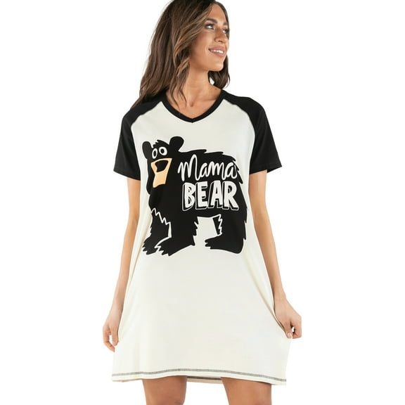LazyOne V-Neck Nightshirts for Women, Animal Designs, Dead Tired, L/XL