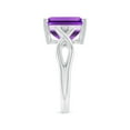 thumbnail image 3 of ANGARA Natural Twist Shank Emerald Cut 4 ct Amethyst Statement Ring in 14K White Gold for Women (Size-11x9mm) | February Birthstone, Anniversary, Jewelry Gift for Women | Natural Amethyst Ring, 3 of 8