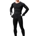 thumbnail image 1 of 2PCS Men Winter Thermal Underwear Fleece Lining Thick Warm O Neck Long Sleeve Top Pants Long Johns Set, 1 of 5