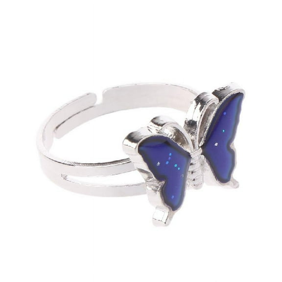 Trendy Emotion Feeling Temperature Rings Niche Magic for Butterfly Color Change Mood Ring Adjustable Gift for Male Female