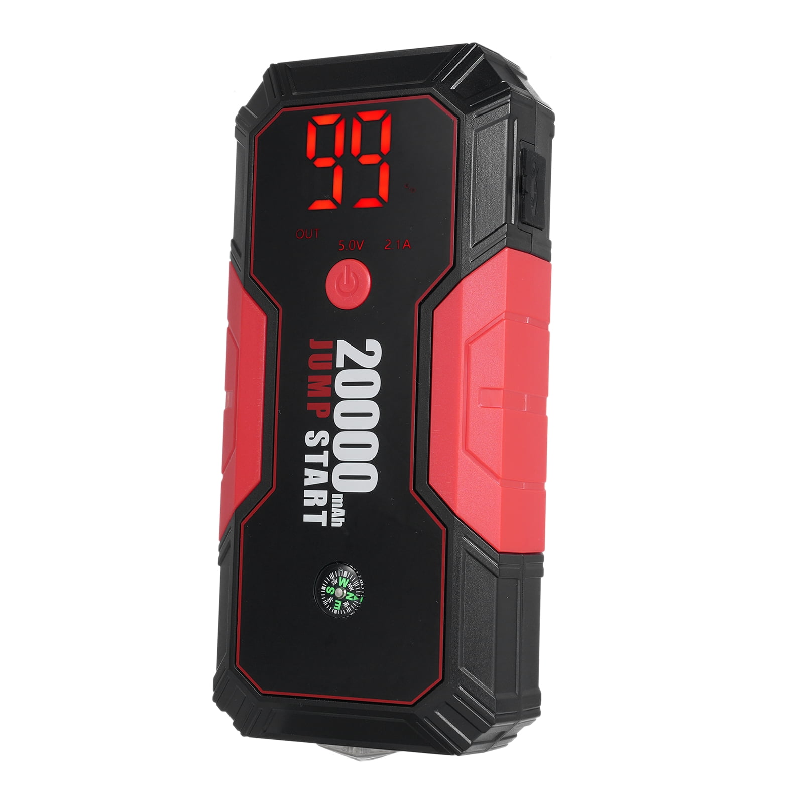 Lepmerk DN13 20000mAh Portable Car Jump Starter with Wireless Charging, 12V Auto Emergency Power Bank, Dual USB Ports, ABS Material, Black & Red Design