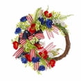 thumbnail image 2 of TOPRenddon Independence Day Wreath Door Hanging Basket, Patriotic Red White Blue Flower Vine Decoration for Front Porch, 4th of July Memorial Day Outdoor Indoor Wall Home Festive Decor, 2 of 6