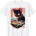 thumbnail image 1 of Cat Ramen Noodle Japanese Anime Manga Ramen Kawaii Cat Camiseta, Blanco, 1 of 2