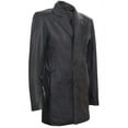 thumbnail image 2 of Mens Classic 3/4-Length Black Leather Overcoat-East Ham in Black, 2 of 4