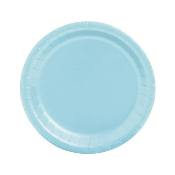 Fun Express Light Blue 7" Paper Dessert Plates, Lightweight, 24 Pieces, Party Supplies