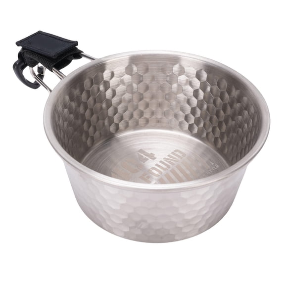 YAHHU 304 Stainless Steel Camping Bowl with Hook Handle – Lightweight, Hammered Finish, Non‑Stick Surface for RV, Backpacking & Outdoor Dining