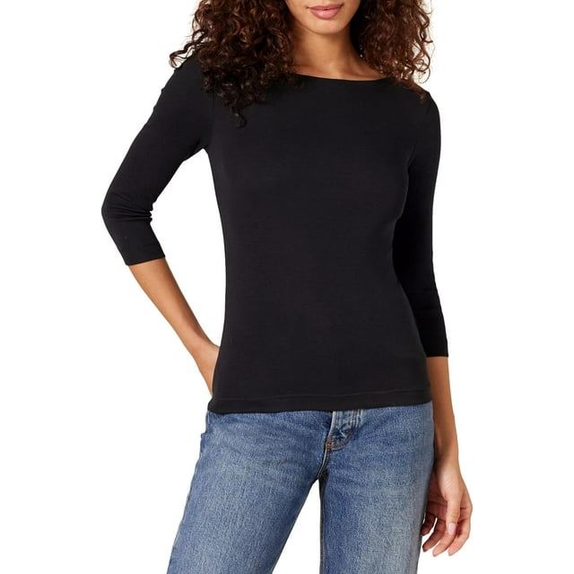 walmart Essentials Womens 3/4 Sleeve Boatneck T-Shirt