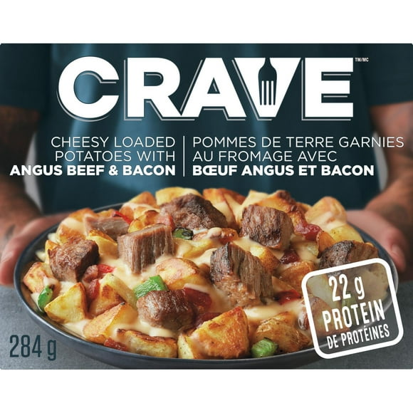 CRAVE Cheesy Loaded Potatoes with Angus Beef Frozen Meal, 284g