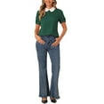 thumbnail image 2 of INSPIRAR CHIC Blusa de Mujer Vintage con Cuello Peter Pan, Manga Corta con Contraste, Talla S, Verde Oscuro, 2 of 6