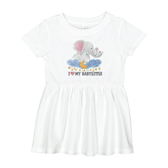 Inktastic I Love My Babysitter Elephant Family Girls Baby Dress