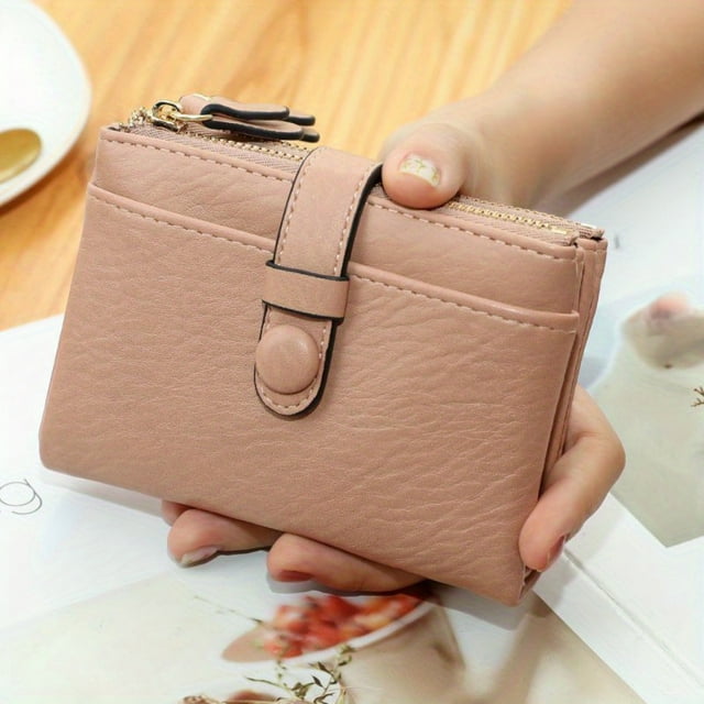 HLONK Spacious Retro Coin Purse Wallet - Bifold with Separate Coin Compartment Secure Flap Button Closure Chic Minimalist Clutch