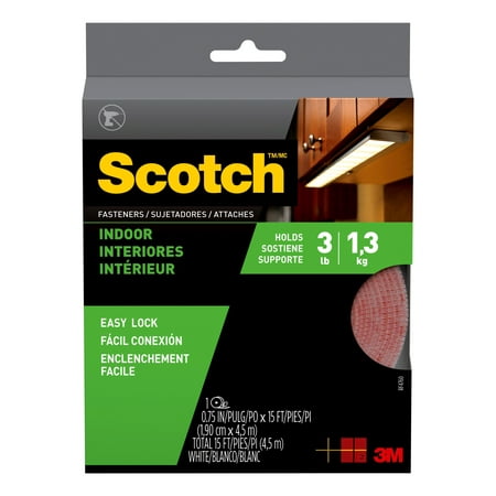 Scotch Indoor Fasteners, 3/4 in. x 15 ft., White, 1 Sets/Pack
