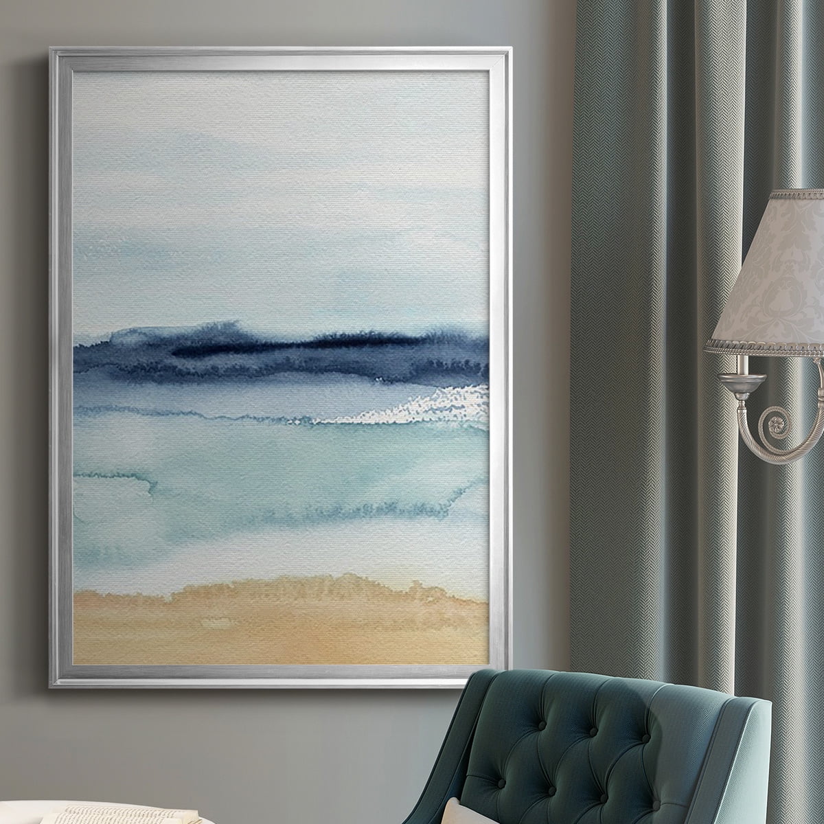 Watercolor Ocean Horizon II Premium Framed Print - Ready to Hang