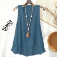 thumbnail image 2 of Hurxie Women's Cotton Linen Tank Tops V Neck Casual Cami Sleeveless Camisole Blouses Summer Basic Tank Shirt Blue 2XL, 2 of 6