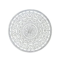 DecMode White Wood Handmade Intricately Carved Round Mandala Floral Wall Decor