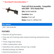 Front Left Strut Assembly - Compatible with 2009 - 2015 Honda Pilot 2010 2011 2012 2013 2014