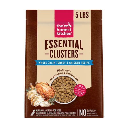 The Honest Kitchen Human Grade Essential Clusters Dry Dog Food Whole Grain Turkey & Chicken Dry Dog Food 5 lb Bag