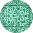 thumbnail image 1 of Ahgly Company Machine Washable Indoor Round Persian Turquoise Blue Traditional Area Rugs, 5' Round, 1 of 4