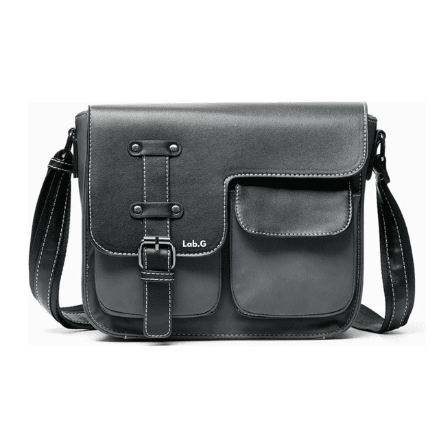 Bolso Mensajero Lab.G De Cuero De gris