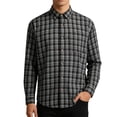 thumbnail image 4 of Mens Plaid Casual Long Sleeve Button Down Shirts Open Front Lightweight Breathable Blouse Top Black L, 4 of 7