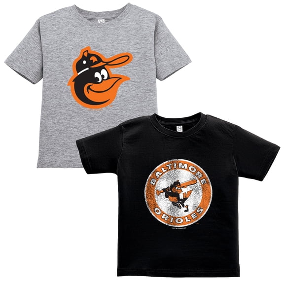 Toddler Soft as a Grape Black/Heather Gray Baltimore Orioles Cooperstown Collection Two-Pack T-Shirt Set