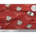 thumbnail image 2 of Soimoi Red Georgette Viscose Fabric Text & Owl Cartoon Print Sewing Fabric Yard 42 Inch Wide, 2 of 3