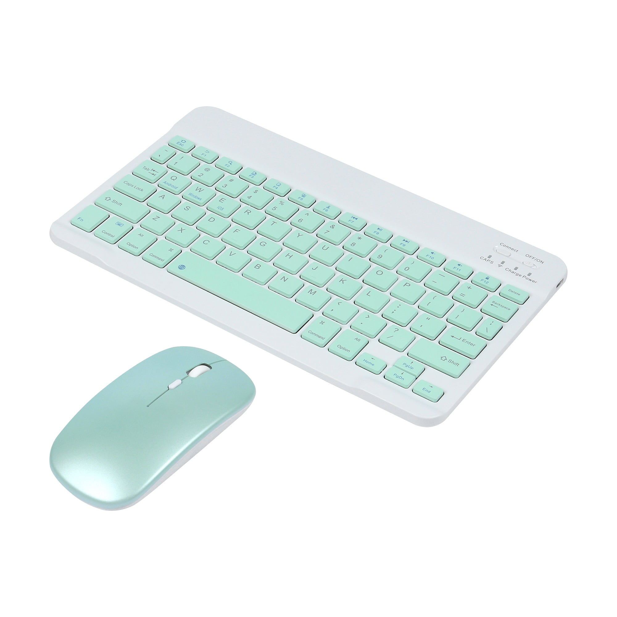 PloutoRich 10 inch Wireless Keyboard and Mouse Combos, Mini Ultra-Slim 78 Keys Tablet Keyboard, Portable Rechargeable Bluetooth Keyboard for Mac Windows Devices