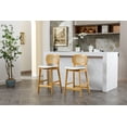 thumbnail image 5 of Dayalane Rattan Counter Height Bar Stools Set of 2, 26" Mid Century Modern Wood Farmhouse Barstools with Footrest, PU Upholstered Kitchen Island Chairs for Pub Restaurant, White, 5 of 9