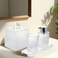 thumbnail image 4 of Decozen Bathroom Accessories Set of 4 Includes Soap Lotion Dispenser, Tumbler, Tissue Box, and Tray - Clear, 4 of 10