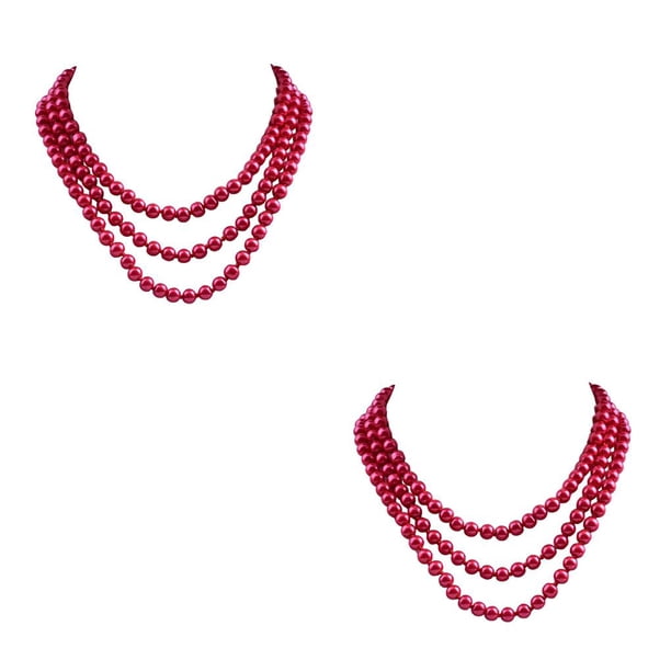 sweethay Collar de perlas, joyería estética ajustable, accesorios personalizados para mujer, decoraciones de boda, collares en capas para Rojo 2Conjunto
