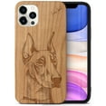 thumbnail image 1 of Case Yard Wooden Case Outside Soft TPU Silicone, Slim Fit Shockproof Wood Protective Phone Cover for Girls Boys Men and Women, Supports Wireless Charging Doberman Design case for iPhone-11-Pro-Max, 1 of 7