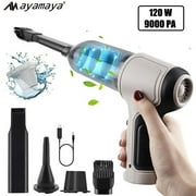 3-in-1 Portable Mini Handheld Vacuum Cordless with Inflate & Deflate, AYAMAYA 120W Power Rechargeable Car Vacuum Cleaner with 9000PA Suction,Fast-Charging Small Shop Vac for Cars/Home/Office(Black)