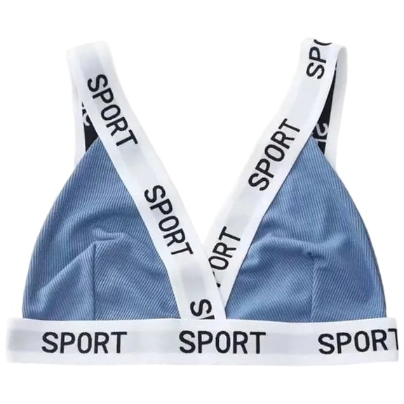 Jamsmile Womens T-Shirt Bras Ribbed Letter Print Triangle Bralette Seamless Comfort Bra Stretchy Soft Wireless Bralette Daily Wear