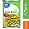 (6 Pack) Great Value Cut Green Beans, No Salt Added, 14.5 Oz