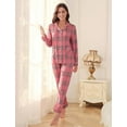 thumbnail image 2 of Aiyino Women's Soft Plaid Pajamas Long-Sleeve Button Front Shirt and Pant Pajama Set with Pockets, 2 of 6