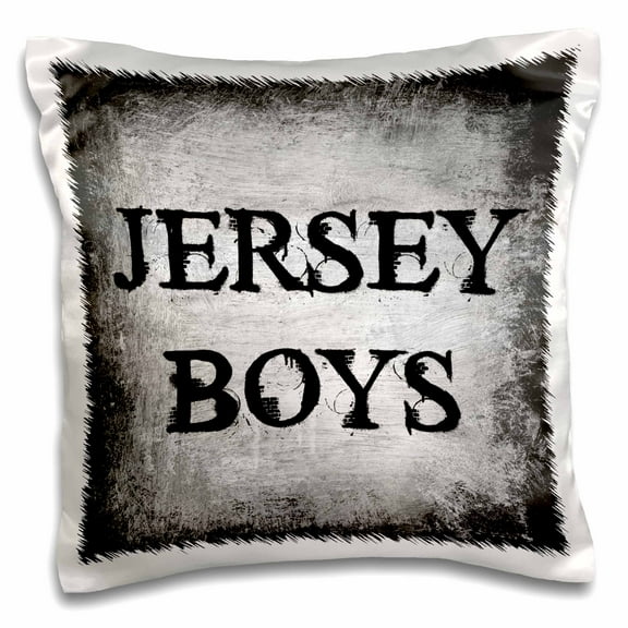 3dRose, jersey boys, black letters on gray background, 16x16 inch Pillow Case