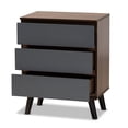 thumbnail image 3 of Baxton Studio Roldan 3-Drawer Dresser, Grey/Walnut Brown, 29.9" High x 23.6" Wide x 15.7" Deep, 3 of 8