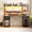 Black Oak, variant on iSunirm Desk with LED Light and Power Outlet, 47.2'' Gaming Desk with Hutch, Reversible Computer Desk with Drawers, and Storage Bookshelf, Large Workstation Desk, for Home & Office, White